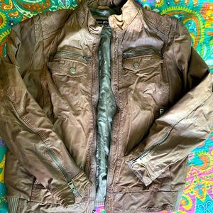 Mens leather bomber jacket- XXL